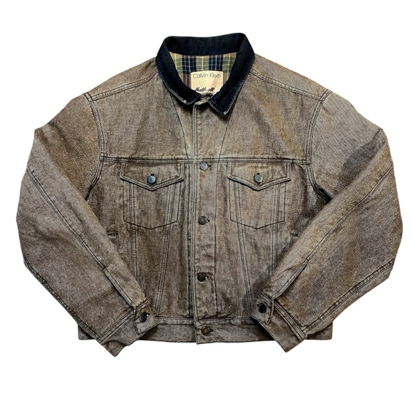 Vintage Calvin Klein Brown Denim Western Style Jacket Men's